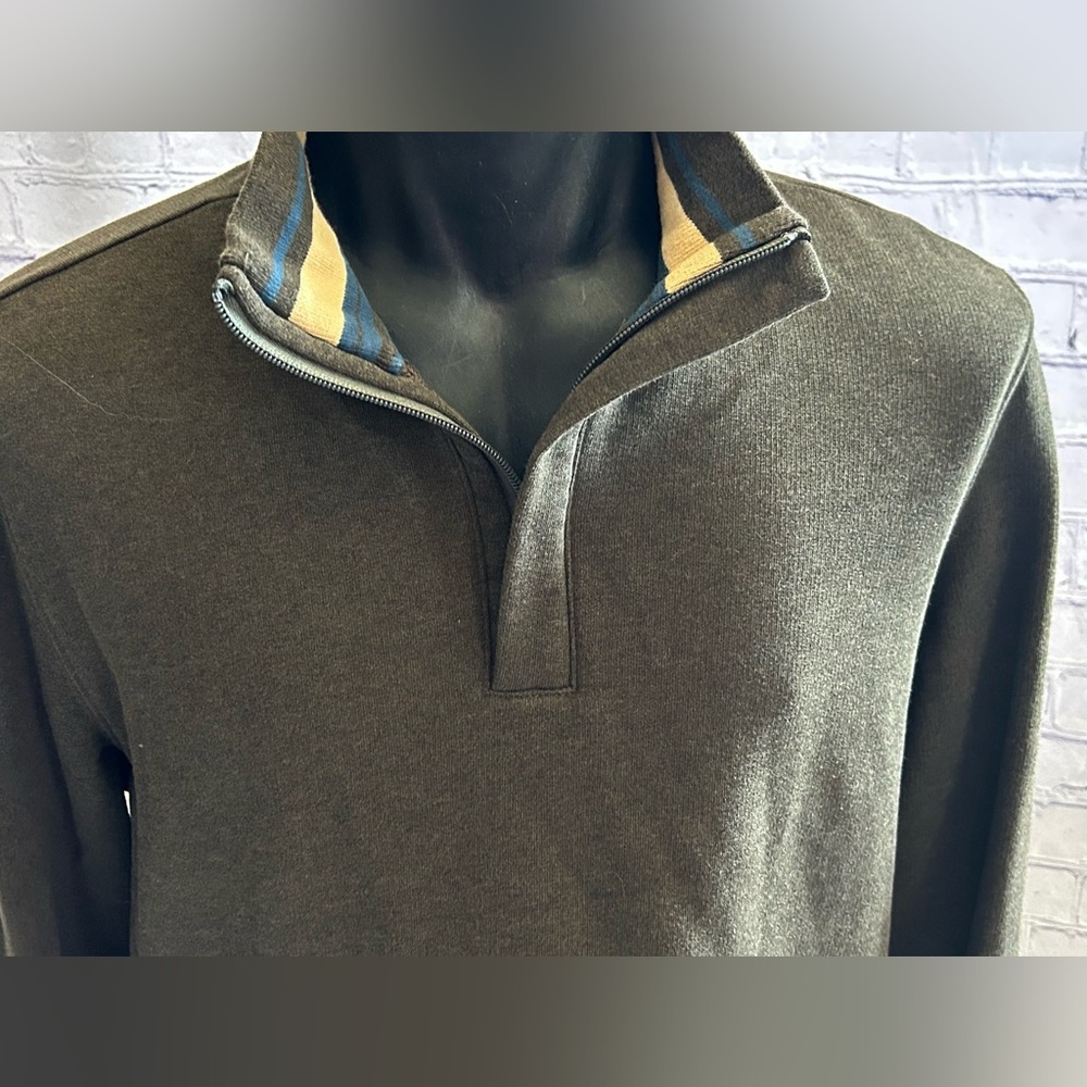 UNTUCKIT mens size large 1/4 zip deep olive green sweater